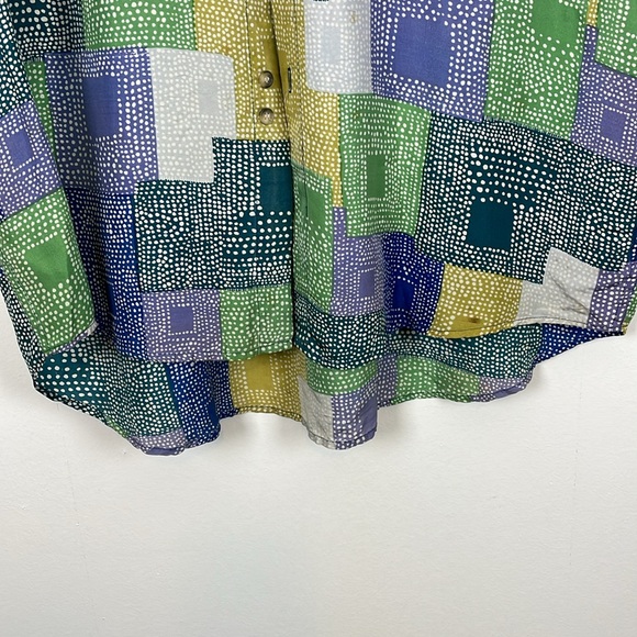 Perry Ellis Portfolio Silk Short Sleeve Button Down 1 Pocket Men Mulicolor Shirt - Picture 2 of 11